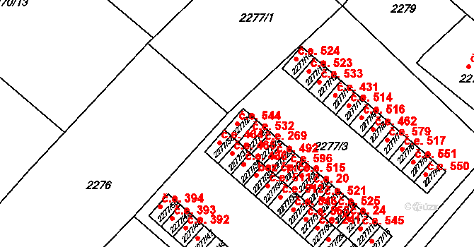 Rumburk 1 544, Rumburk na parcele st. 2277/26 v KÚ Rumburk, Katastrální mapa