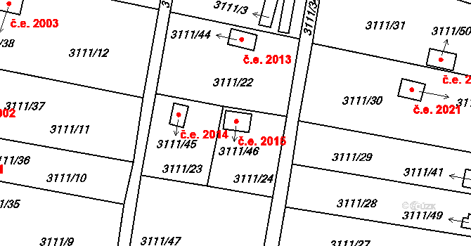 Louny 2015 na parcele st. 3111/46 v KÚ Louny, Katastrální mapa