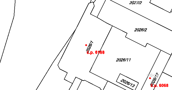 Poruba 6168, Ostrava na parcele st. 2026/1 v KÚ Poruba-sever, Katastrální mapa