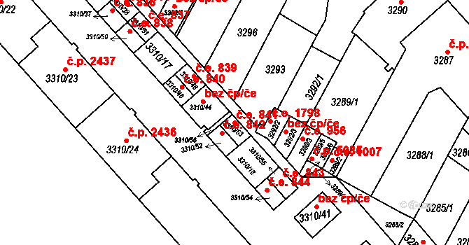 Znojmo 841 na parcele st. 3310/53 v KÚ Znojmo-město, Katastrální mapa