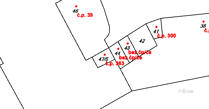 Přerov VI-Újezdec 363, Přerov na parcele st. 47/5 v KÚ Újezdec u Přerova, Katastrální mapa