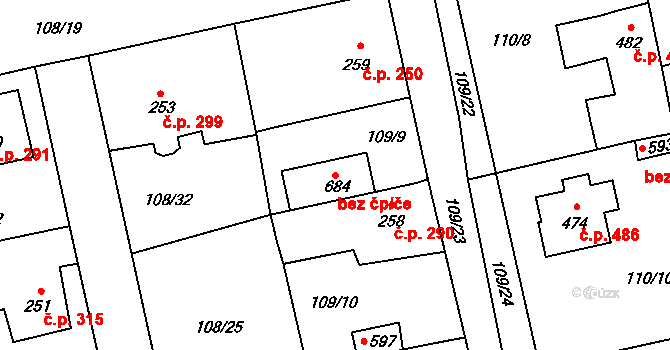 Rudná 39606554 na parcele st. 684 v KÚ Dušníky u Rudné, Katastrální mapa