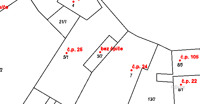 Krabčice 43650554 na parcele st. 5/2 v KÚ Rovné pod Řípem, Katastrální mapa