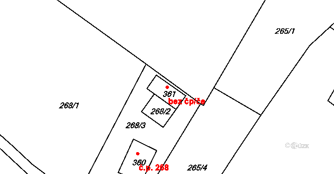 Vyšší Brod 44153554 na parcele st. 361 v KÚ Vyšší Brod, Katastrální mapa