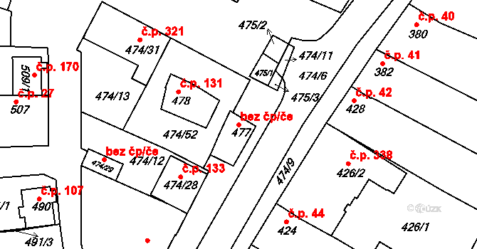 Veselí nad Moravou 44842554 na parcele st. 477 v KÚ Milokošť, Katastrální mapa