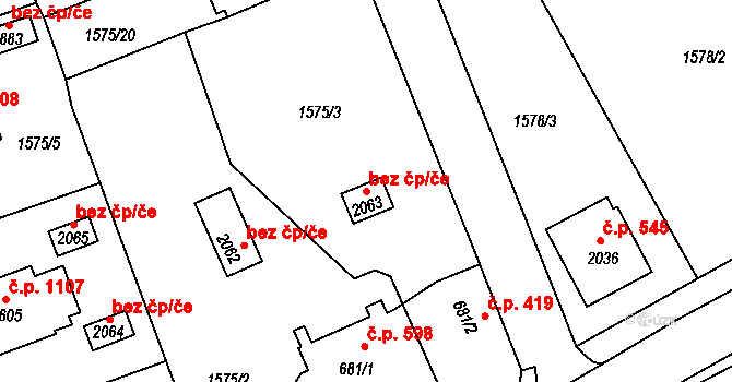 Humpolec 45235554 na parcele st. 2063 v KÚ Humpolec, Katastrální mapa