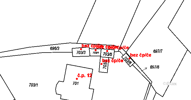 Liberec 47156554 na parcele st. 703/4 v KÚ Staré Pavlovice, Katastrální mapa