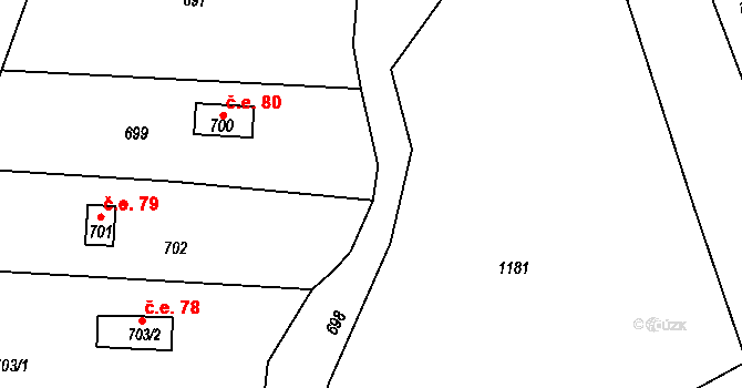 Bílovice-Lutotín 47648554 na parcele st. 699 v KÚ Lutotín, Katastrální mapa