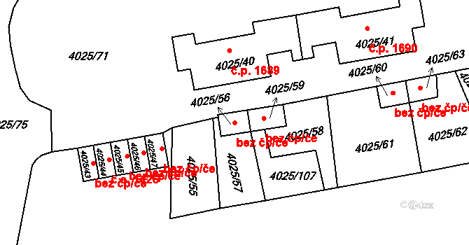 Litoměřice 48018554 na parcele st. 4025/56 v KÚ Litoměřice, Katastrální mapa