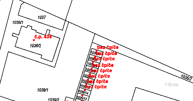 Březnice 50361554 na parcele st. 1035/21 v KÚ Březnice, Katastrální mapa