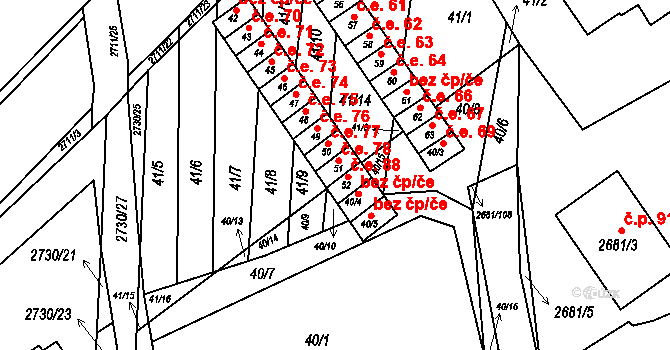 Bučovice 78 na parcele st. 51 v KÚ Bučovice, Katastrální mapa