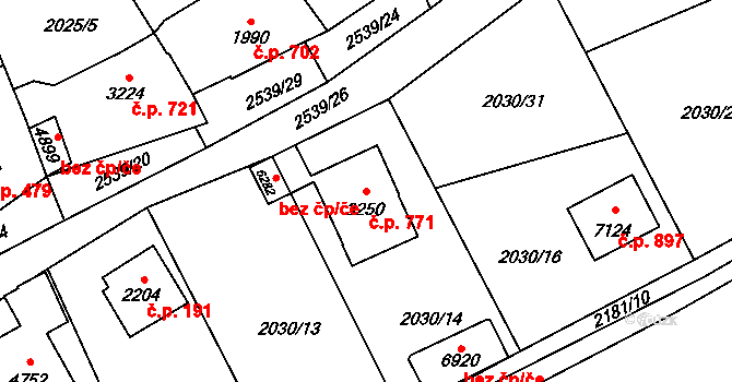 Beroun-Závodí 771, Beroun na parcele st. 3250 v KÚ Beroun, Katastrální mapa