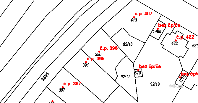Mikovice 396, Kralupy nad Vltavou na parcele st. 390 v KÚ Mikovice u Kralup nad Vltavou, Katastrální mapa