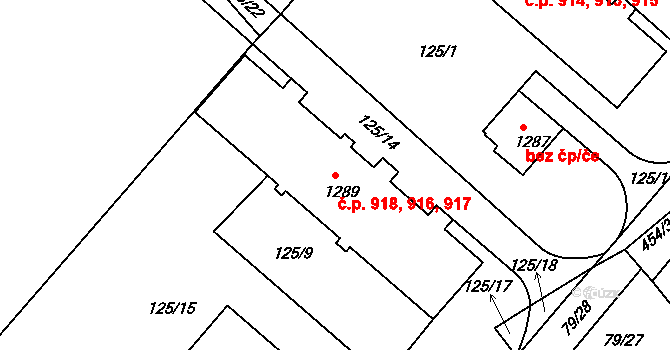Neratovice 916,917,918 na parcele st. 1289 v KÚ Neratovice, Katastrální mapa