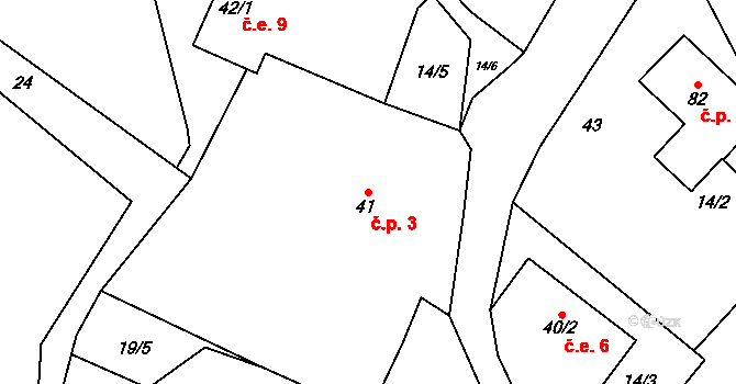 Zdebořice 3, Plánice na parcele st. 41 v KÚ Zdebořice, Katastrální mapa