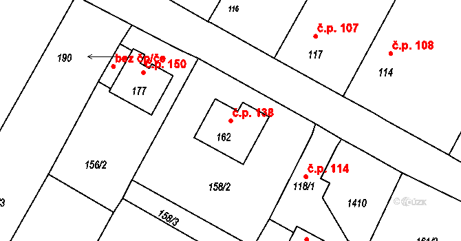 Skočice 138, Přeštice na parcele st. 162 v KÚ Skočice u Přeštic, Katastrální mapa