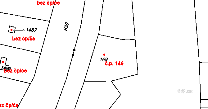 Velká Ves 146, Broumov na parcele st. 169 v KÚ Velká Ves u Broumova, Katastrální mapa