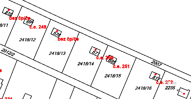 Lačnov 250, Svitavy na parcele st. 571 v KÚ Moravský Lačnov, Katastrální mapa