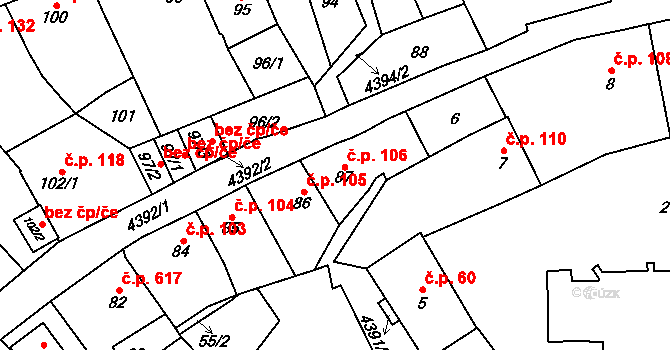 Chotěboř 106 na parcele st. 87 v KÚ Chotěboř, Katastrální mapa