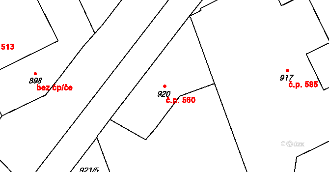 Dobruška 560 na parcele st. 920 v KÚ Dobruška, Katastrální mapa