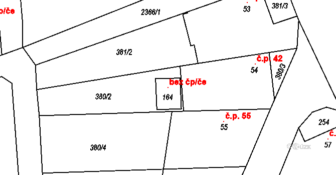 Dražeň 98112554 na parcele st. 164 v KÚ Dražeň, Katastrální mapa