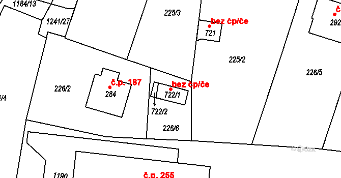 Mošnov 101659555 na parcele st. 722/1 v KÚ Mošnov, Katastrální mapa
