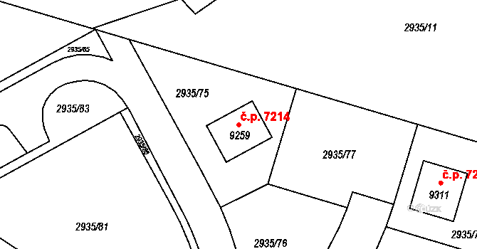 Zlín 7214 na parcele st. 9259 v KÚ Zlín, Katastrální mapa