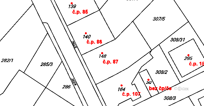 Mramotice 87, Znojmo na parcele st. 148 v KÚ Mramotice, Katastrální mapa