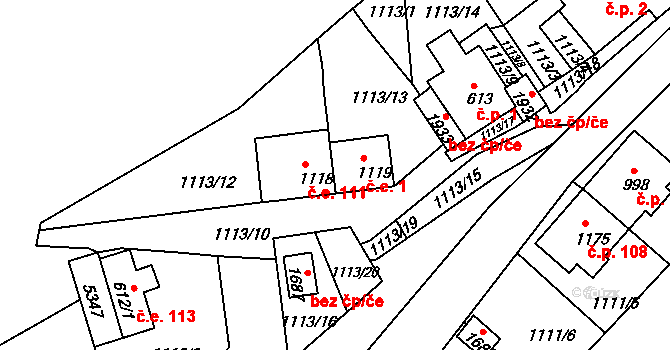 Suchá 1, Jáchymov na parcele st. 1119 v KÚ Jáchymov, Katastrální mapa