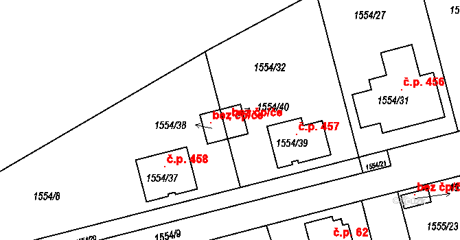 Jirny 119347555 na parcele st. 1554/40 v KÚ Jirny, Katastrální mapa
