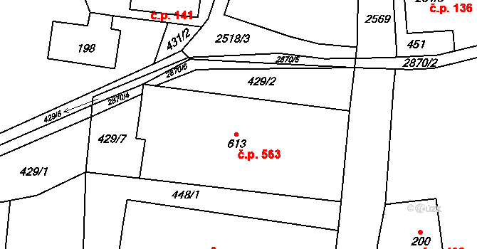 Velký Šenov 563 na parcele st. 613 v KÚ Velký Šenov, Katastrální mapa