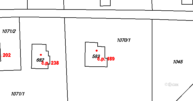 Alšovice 189, Pěnčín na parcele st. 583 v KÚ Alšovice, Katastrální mapa