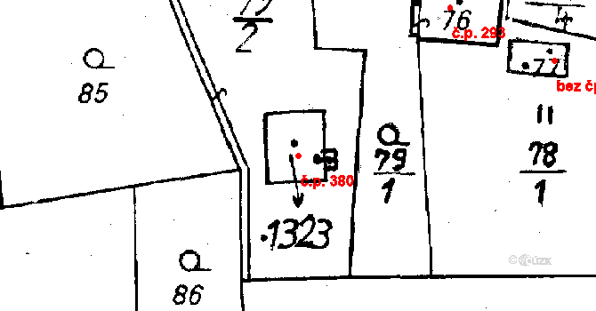 Volduchy 380 na parcele st. 1323 v KÚ Volduchy, Katastrální mapa