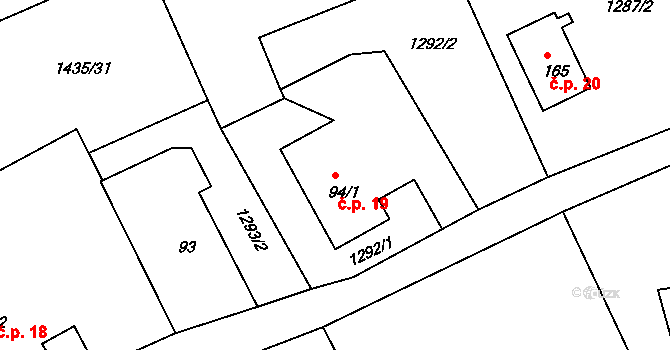 Amalín 19, Slezské Rudoltice na parcele st. 94/1 v KÚ Ves Rudoltice, Katastrální mapa
