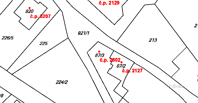 Šumperk 2602 na parcele st. 87/3 v KÚ Dolní Temenice, Katastrální mapa