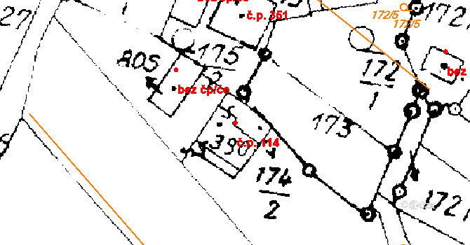 Písek 114 na parcele st. 390 v KÚ Písek u Jablunkova, Katastrální mapa