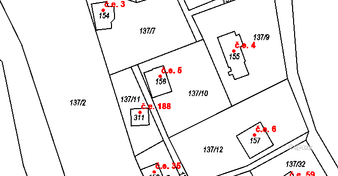 Stradonice 5, Nižbor na parcele st. 156 v KÚ Stradonice u Nižboru, Katastrální mapa