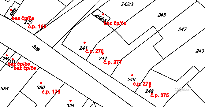 Křelov 277, Křelov-Břuchotín na parcele st. 244 v KÚ Křelov, Katastrální mapa