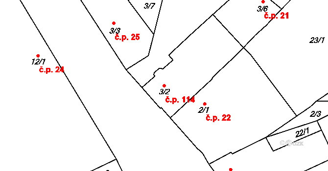 Lukavec 114 na parcele st. 3/2 v KÚ Lukavec u Lovosic, Katastrální mapa