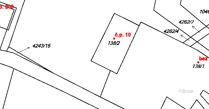 Dolní Sloupnice 10, Sloupnice na parcele st. 138/2 v KÚ Dolní Sloupnice, Katastrální mapa