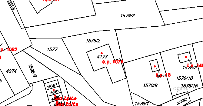 Žamberk 1076 na parcele st. 4178 v KÚ Žamberk, Katastrální mapa