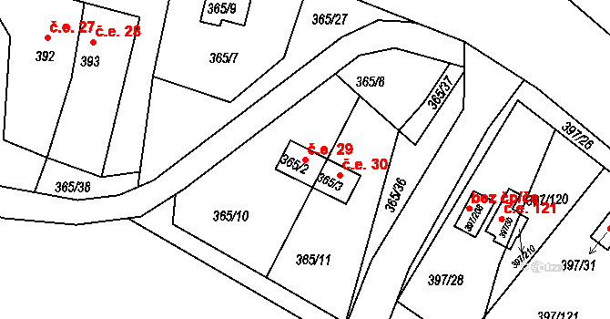 Mikulovice 29, Klášterec nad Ohří na parcele st. 365/2 v KÚ Mikulovice u Vernéřova, Katastrální mapa