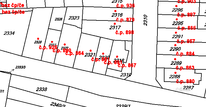 Černovice 891, Brno na parcele st. 2320 v KÚ Černovice, Katastrální mapa