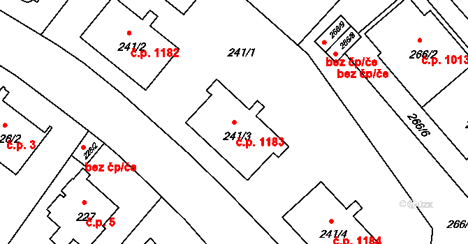 Braník 1183, Praha na parcele st. 241/3 v KÚ Braník, Katastrální mapa