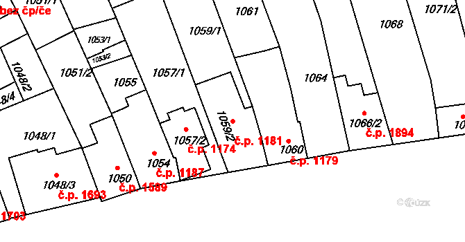 Strážnice 1181 na parcele st. 1059/2 v KÚ Strážnice na Moravě, Katastrální mapa