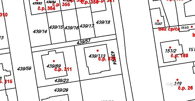 Štěrboholy 378, Praha na parcele st. 439/113 v KÚ Štěrboholy, Katastrální mapa