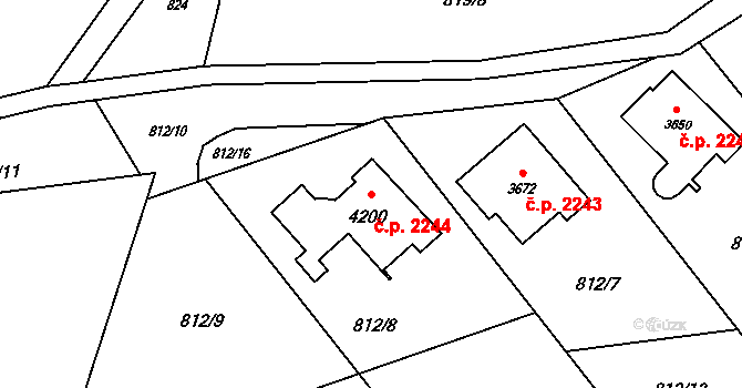 Rožnov pod Radhoštěm 2244 na parcele st. 4200 v KÚ Rožnov pod Radhoštěm, Katastrální mapa