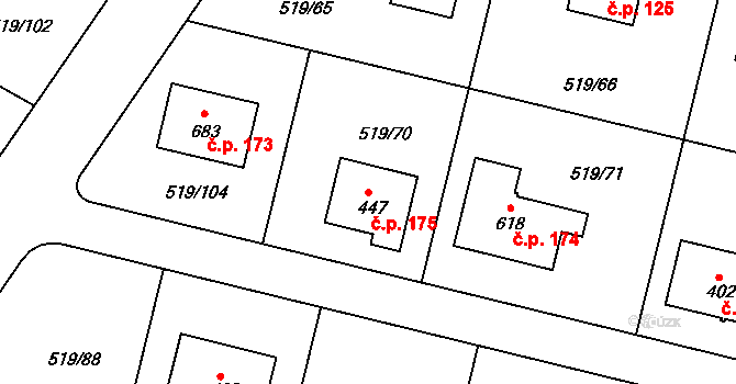 Horoušánky 175, Horoušany na parcele st. 447 v KÚ Horoušany, Katastrální mapa