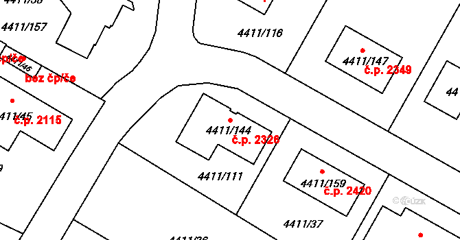 Zábřeh 2326 na parcele st. 4411/144 v KÚ Zábřeh na Moravě, Katastrální mapa