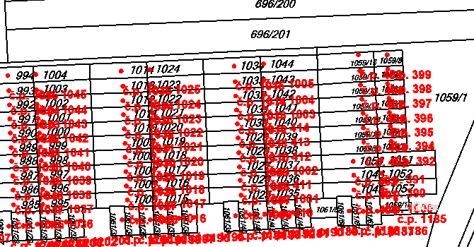 Klokoty 1011, Tábor na parcele st. 1030 v KÚ Klokoty, Katastrální mapa